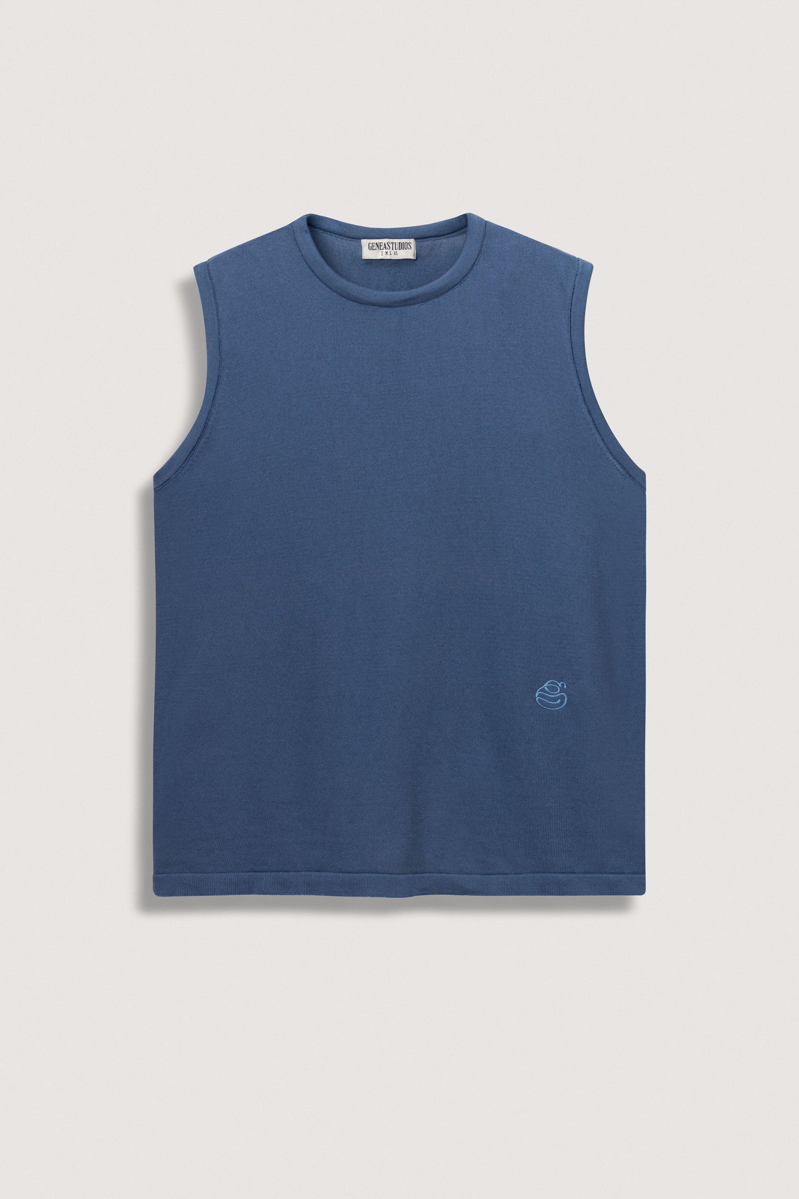 Navy Sleeveless Cotton Knit Top - Black - image 1