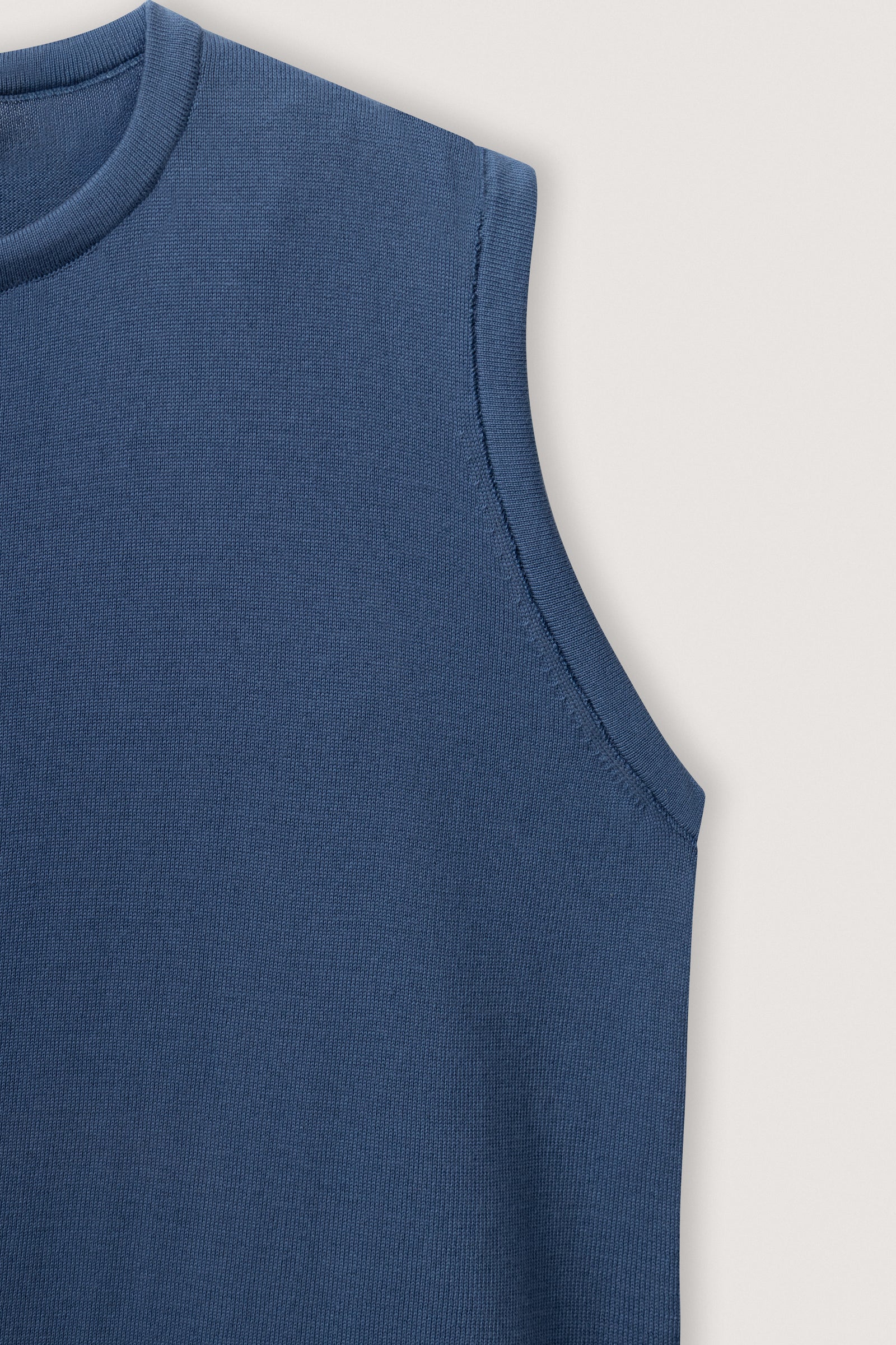 Navy Sleeveless Cotton Knit Top - Black - image 3