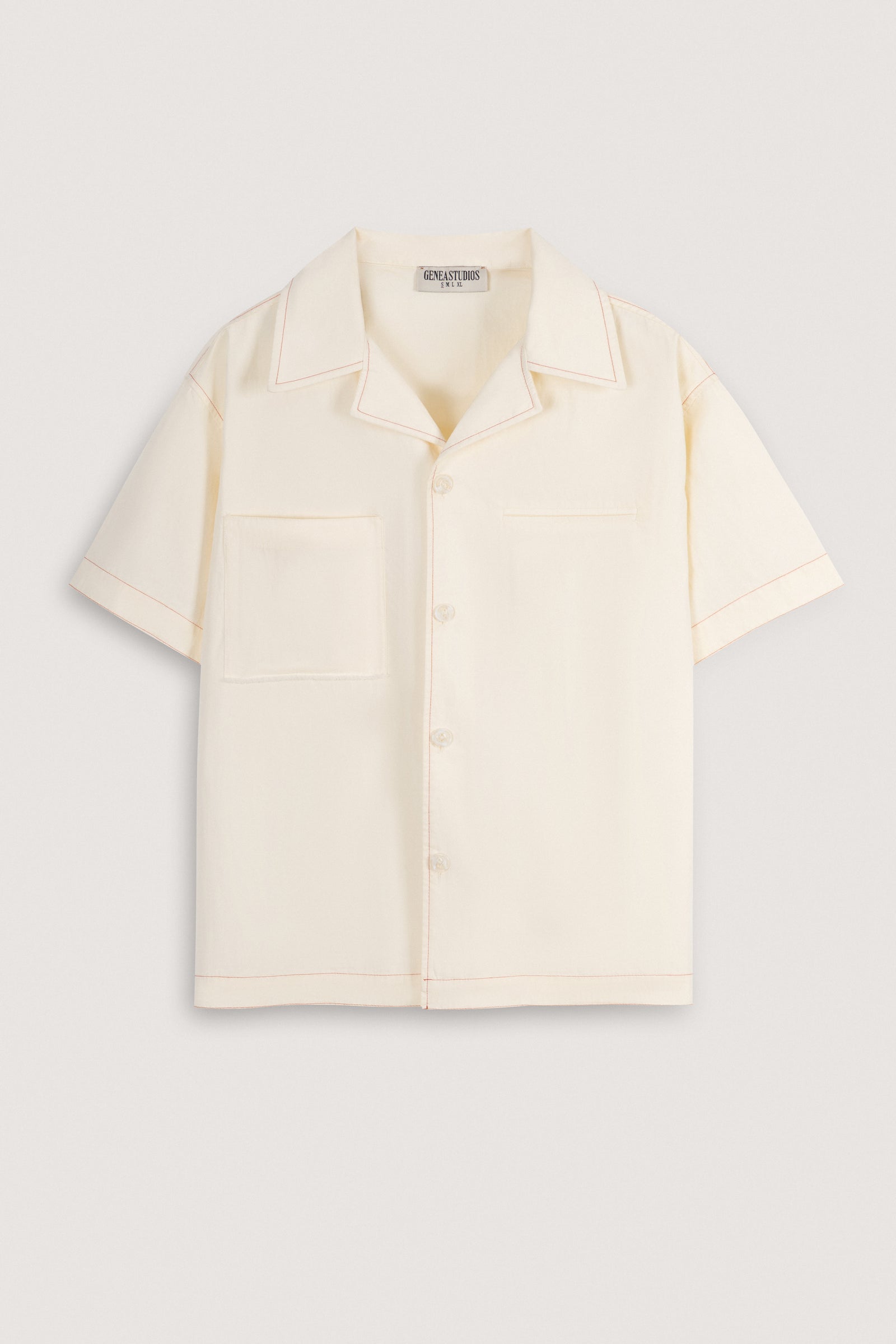 Off-White Short-Sleeve Contrast-Stitch Boxy Shirt - Off-White - image 1