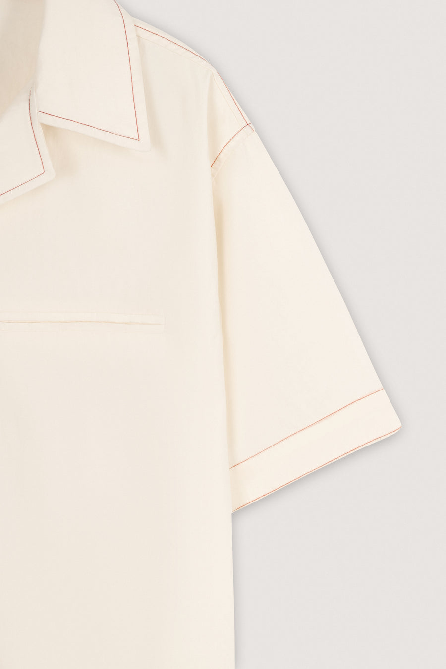 Off-White Short-Sleeve Contrast-Stitch Boxy Shirt - Off-White - image 2
