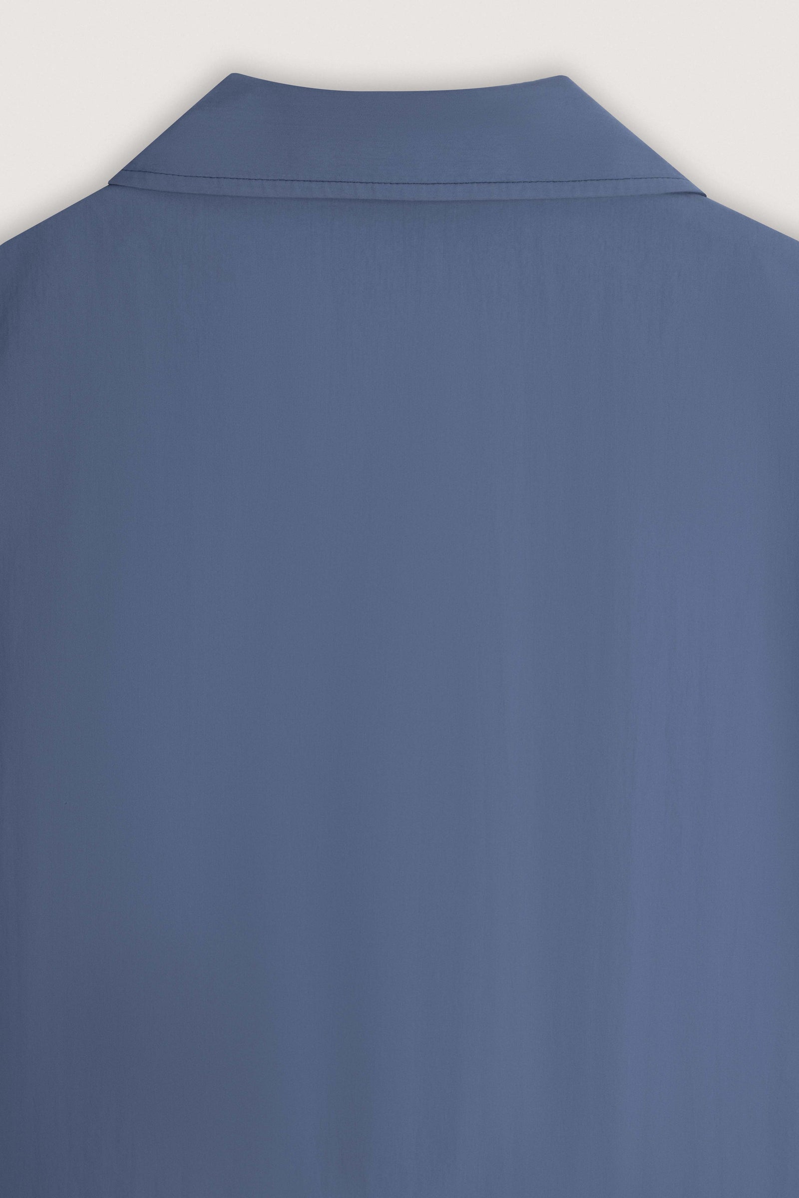 Slate Blue Short-Sleeve Contrast-Stitch Boxy Shirt - Navy Blue - image 3