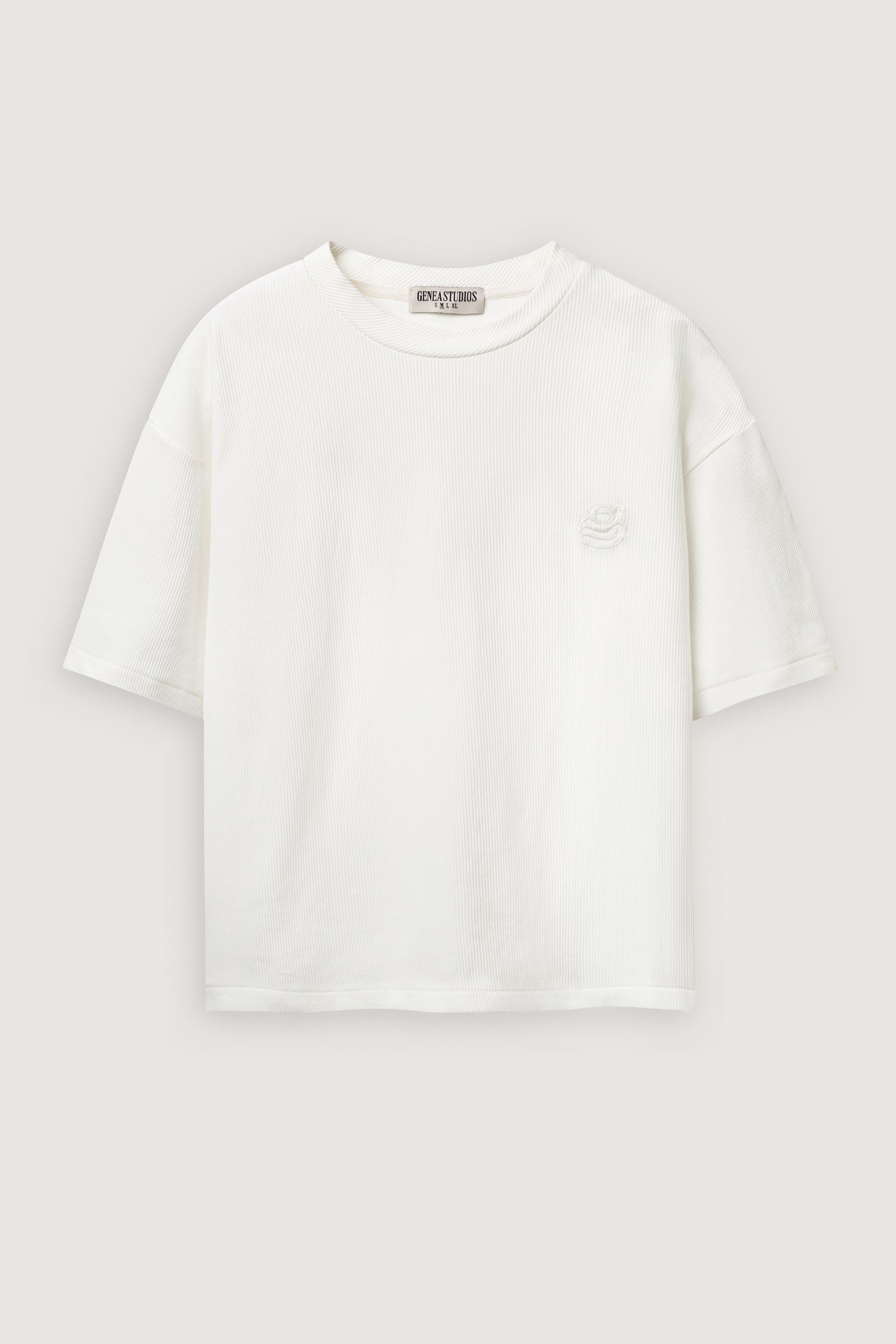 White Boxy Ribbed Basic T-Shirt - White - image 1