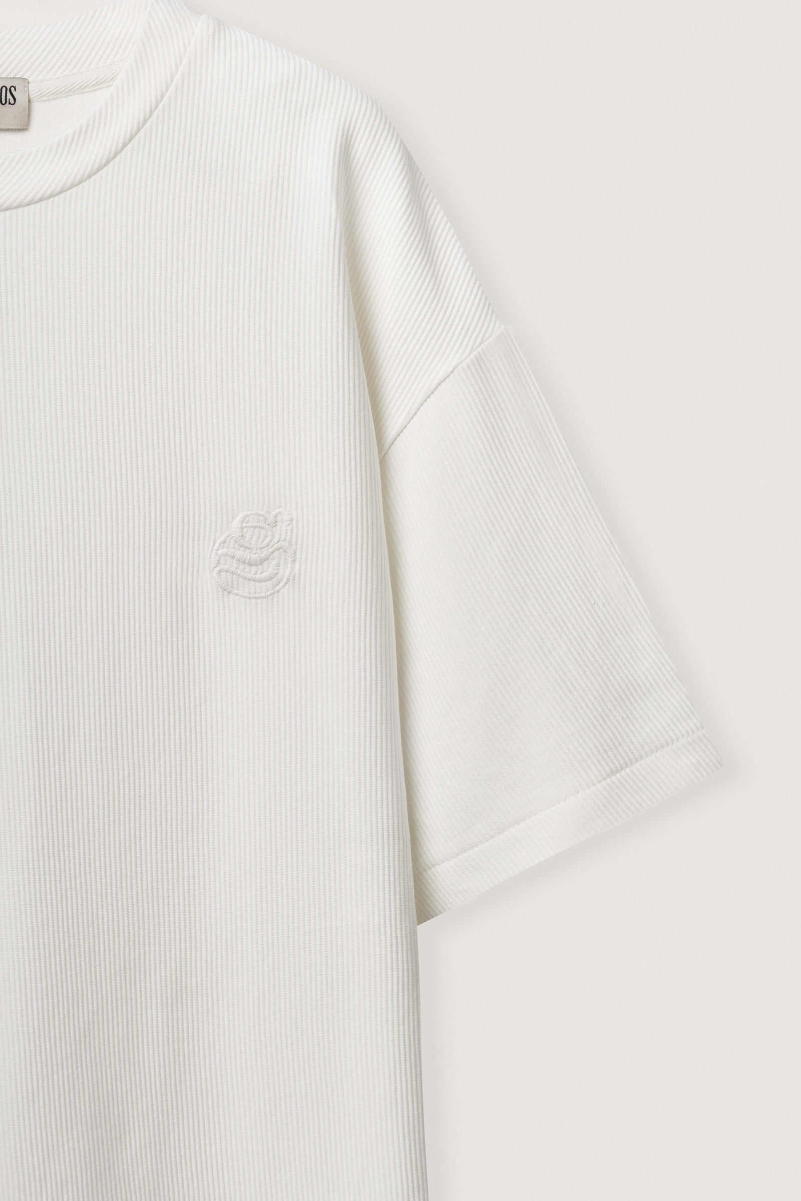 White Boxy Ribbed Basic T-Shirt - White - image 3