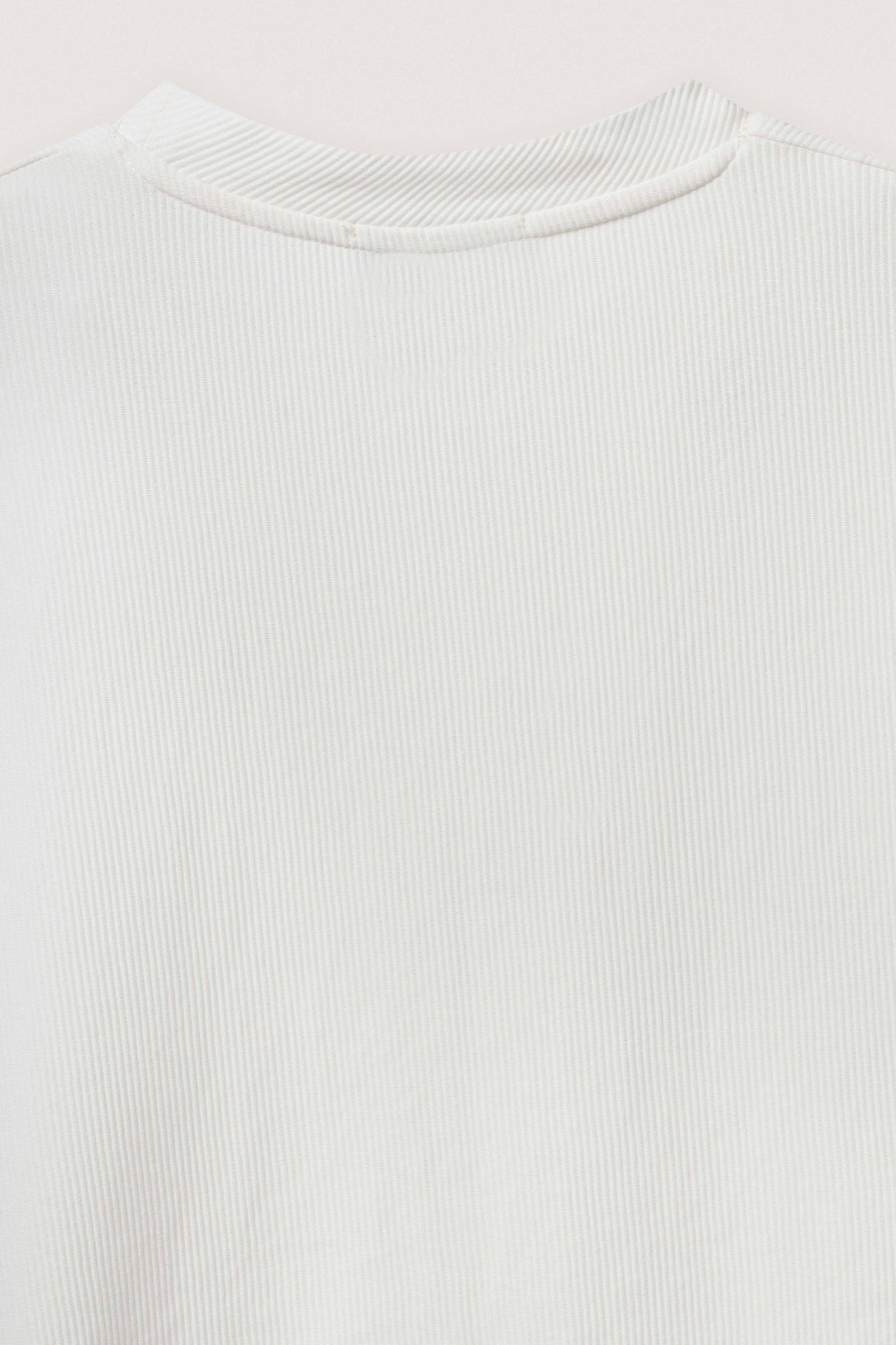 White Boxy Ribbed Basic T-Shirt - White - image 4