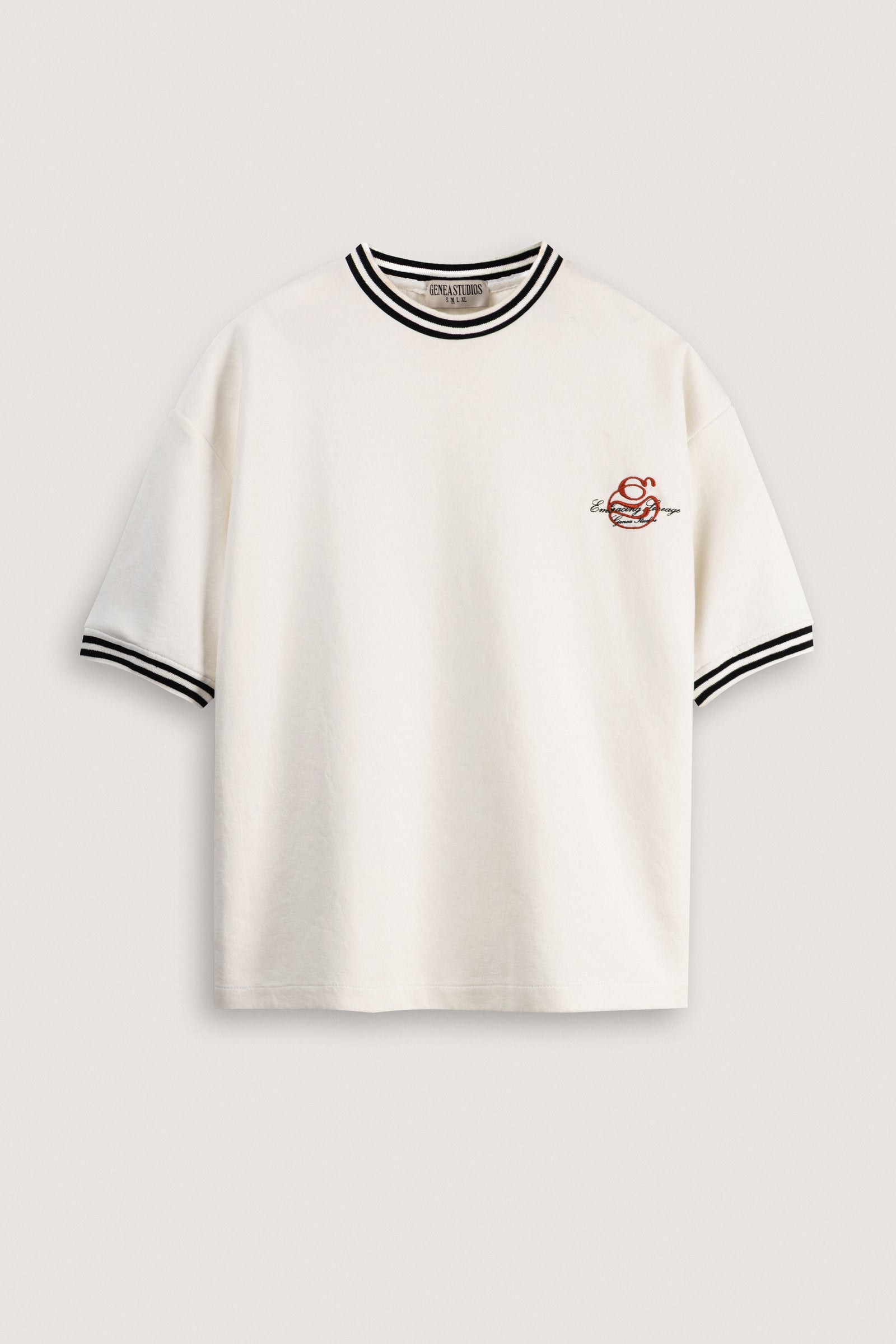White Contrast Collar Boxy T-Shirt - White - image 1