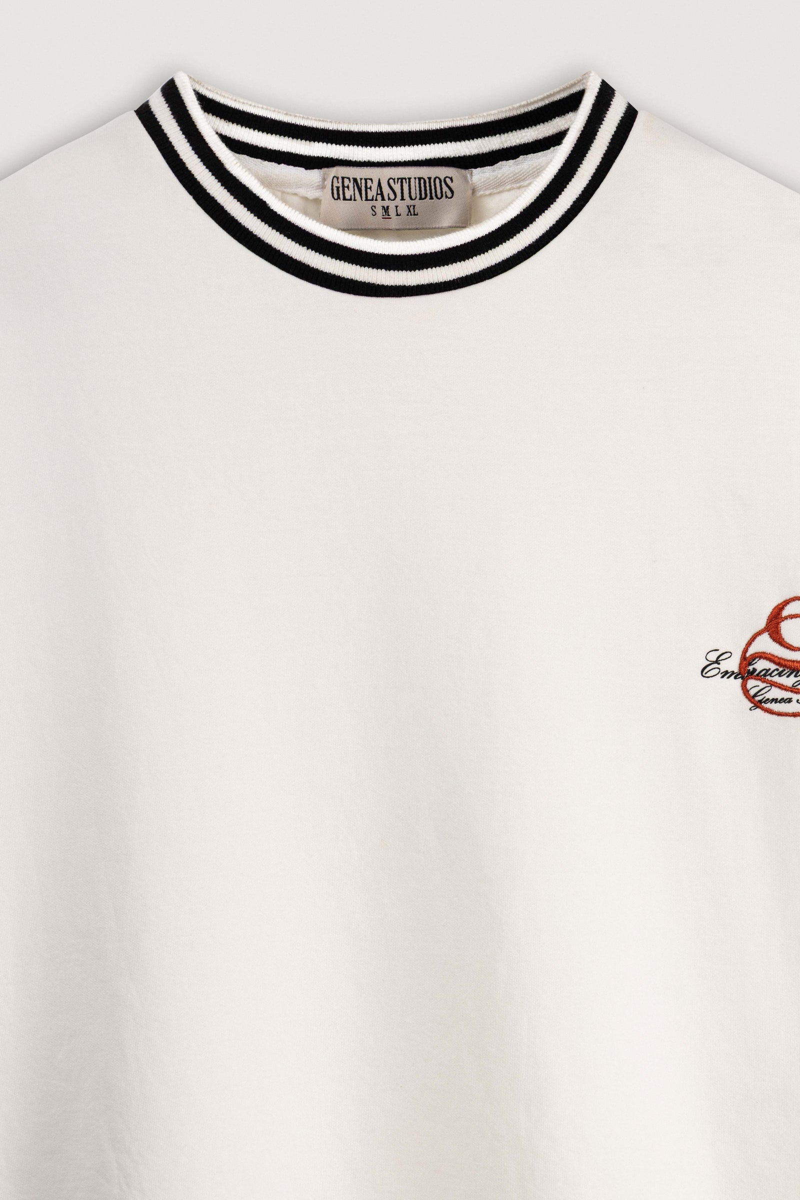 White Contrast Collar Boxy T-Shirt - White - image 2