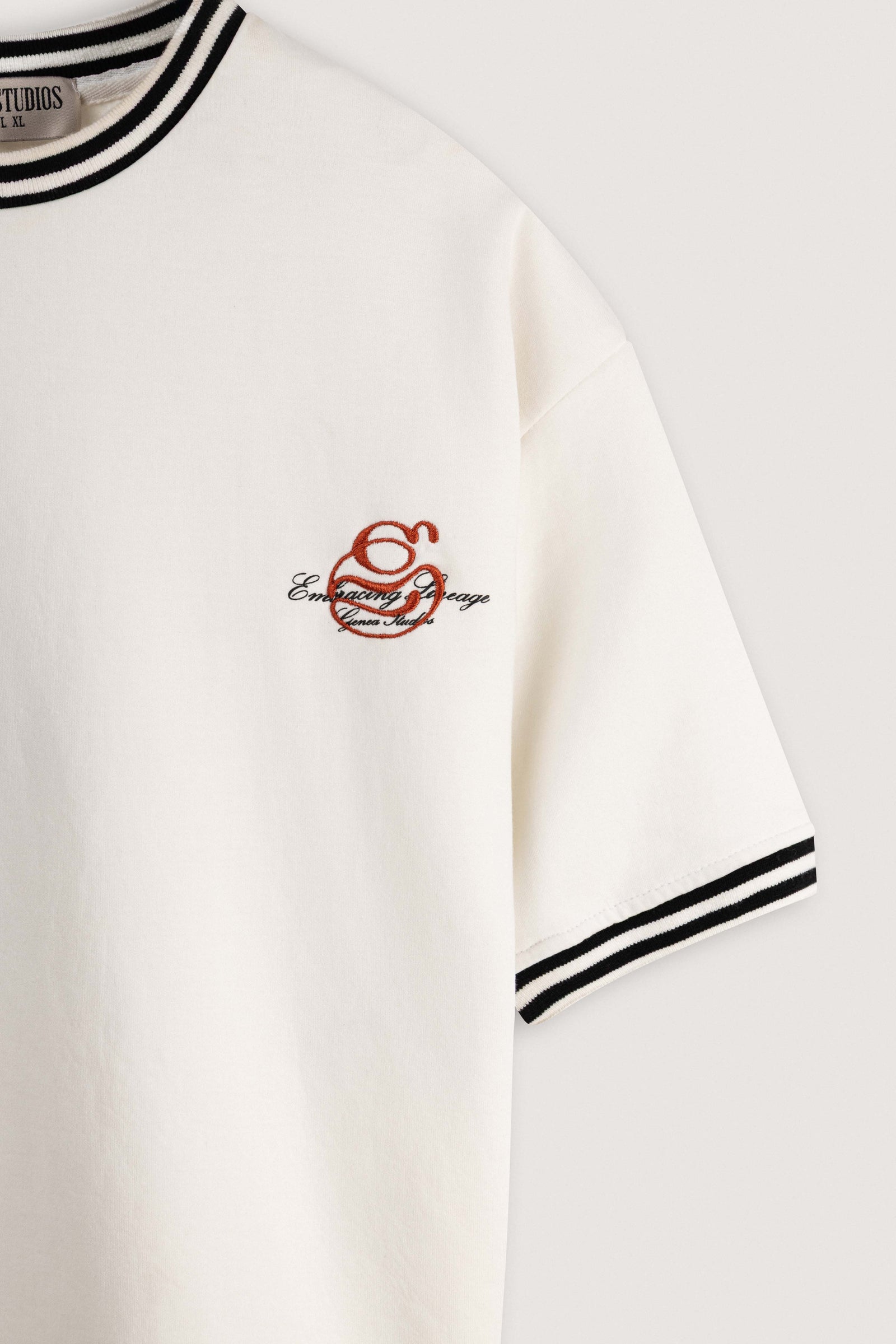 White Contrast Collar Boxy T-Shirt - White - image 3