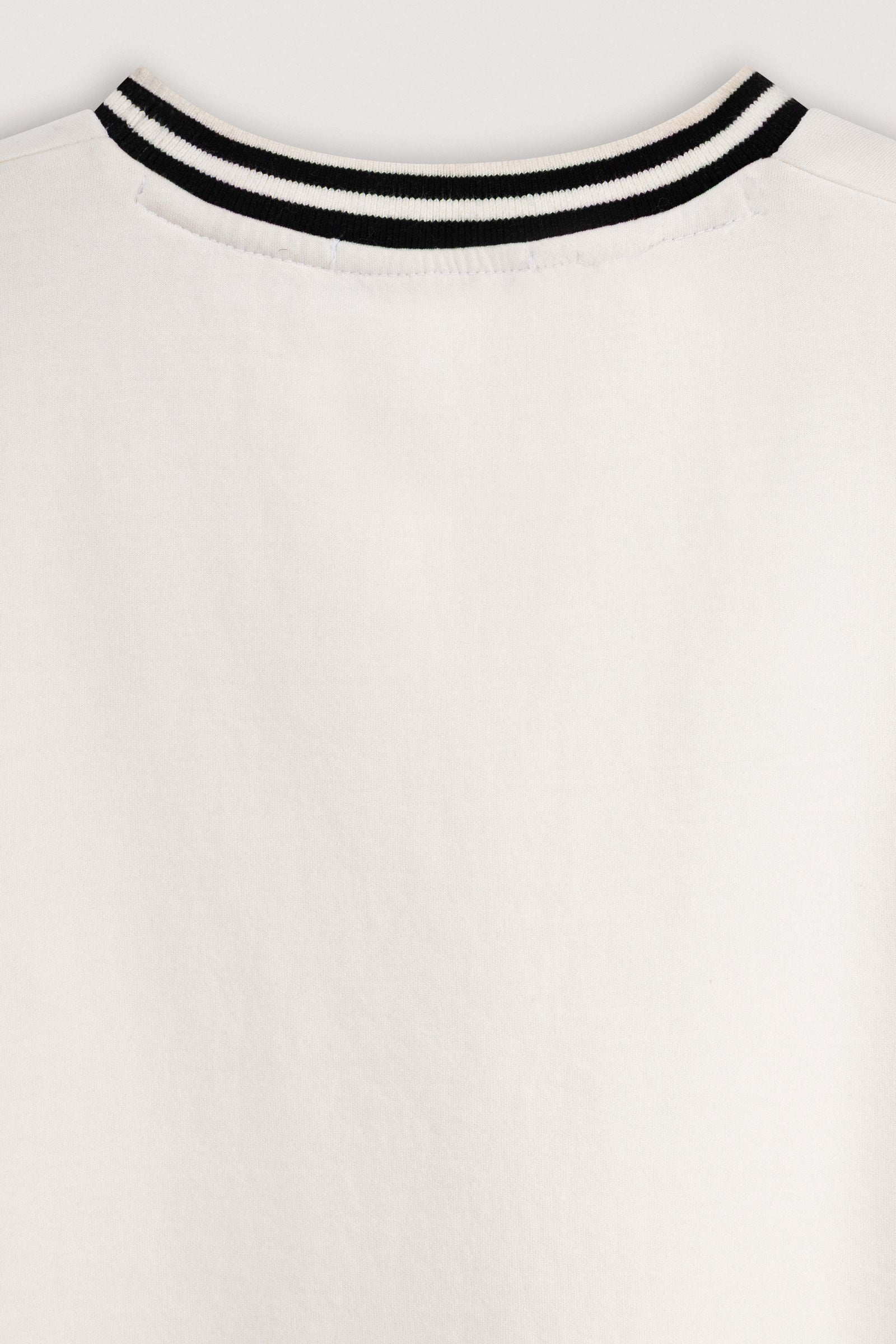 White Contrast Collar Boxy T-Shirt - White - image 4