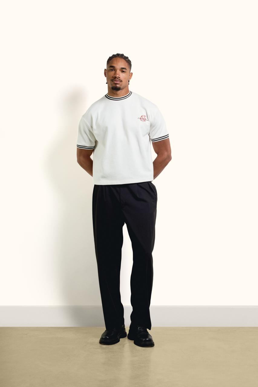 White Contrast Collar Boxy T-Shirt - White - image 5