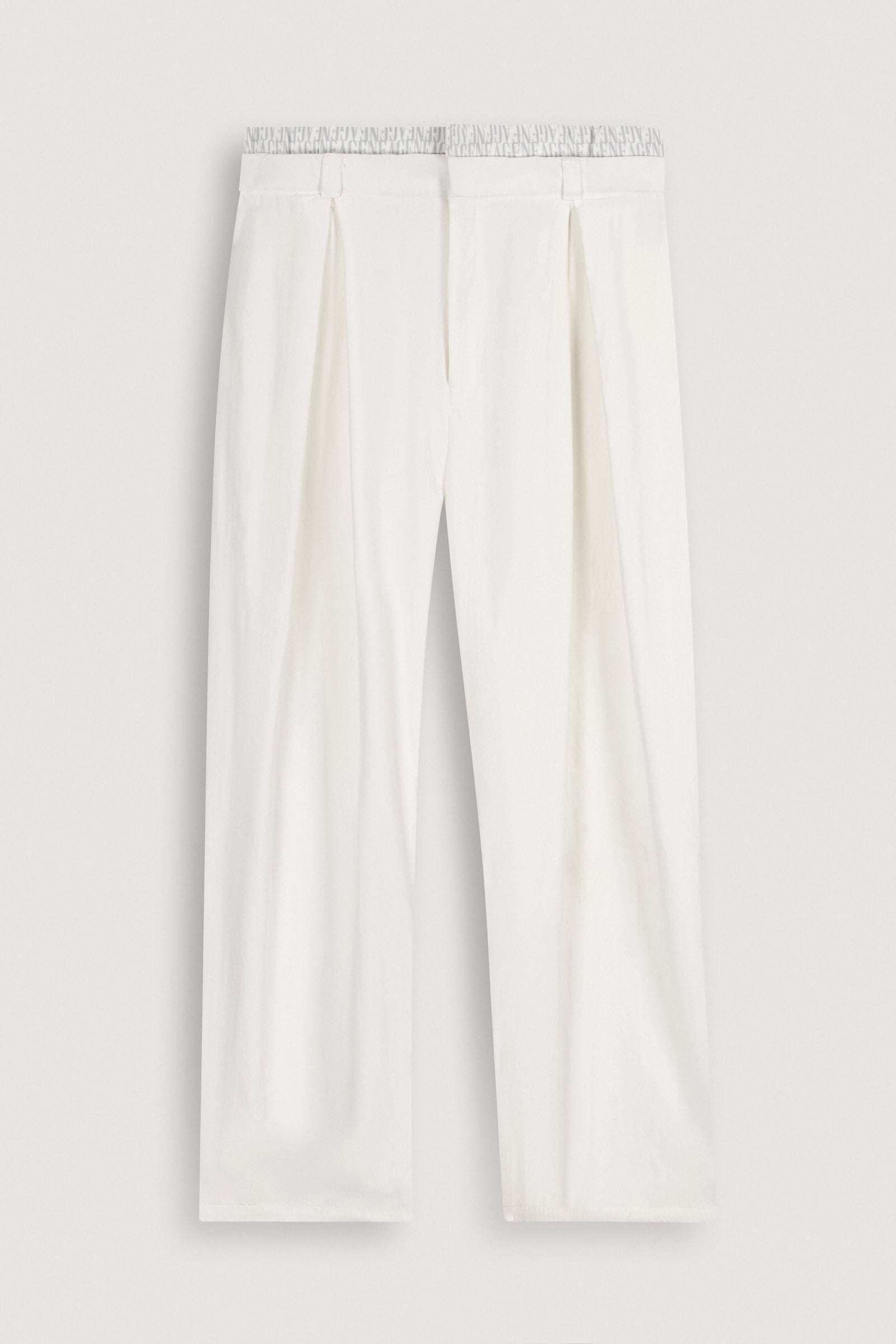 White Double-Waist Wide-Leg Pants - White - image 1