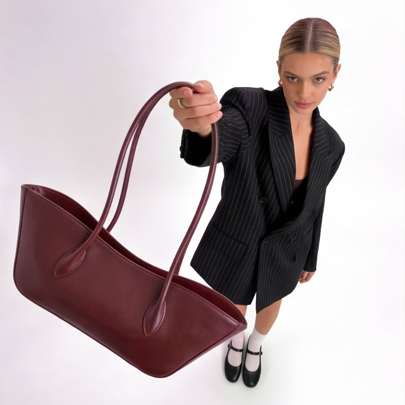 Burgundy Boat Shoulder Bag - Burgundy - image 4