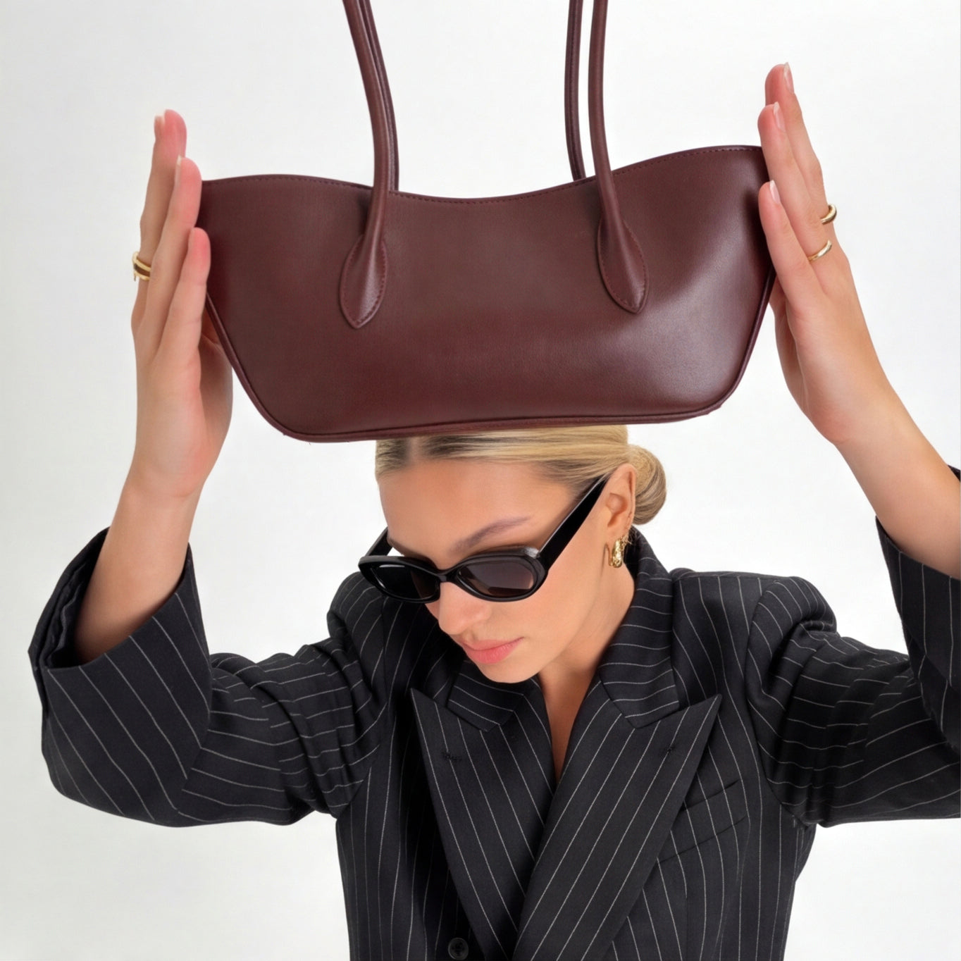 Burgundy Boat Shoulder Bag - Burgundy - image 5