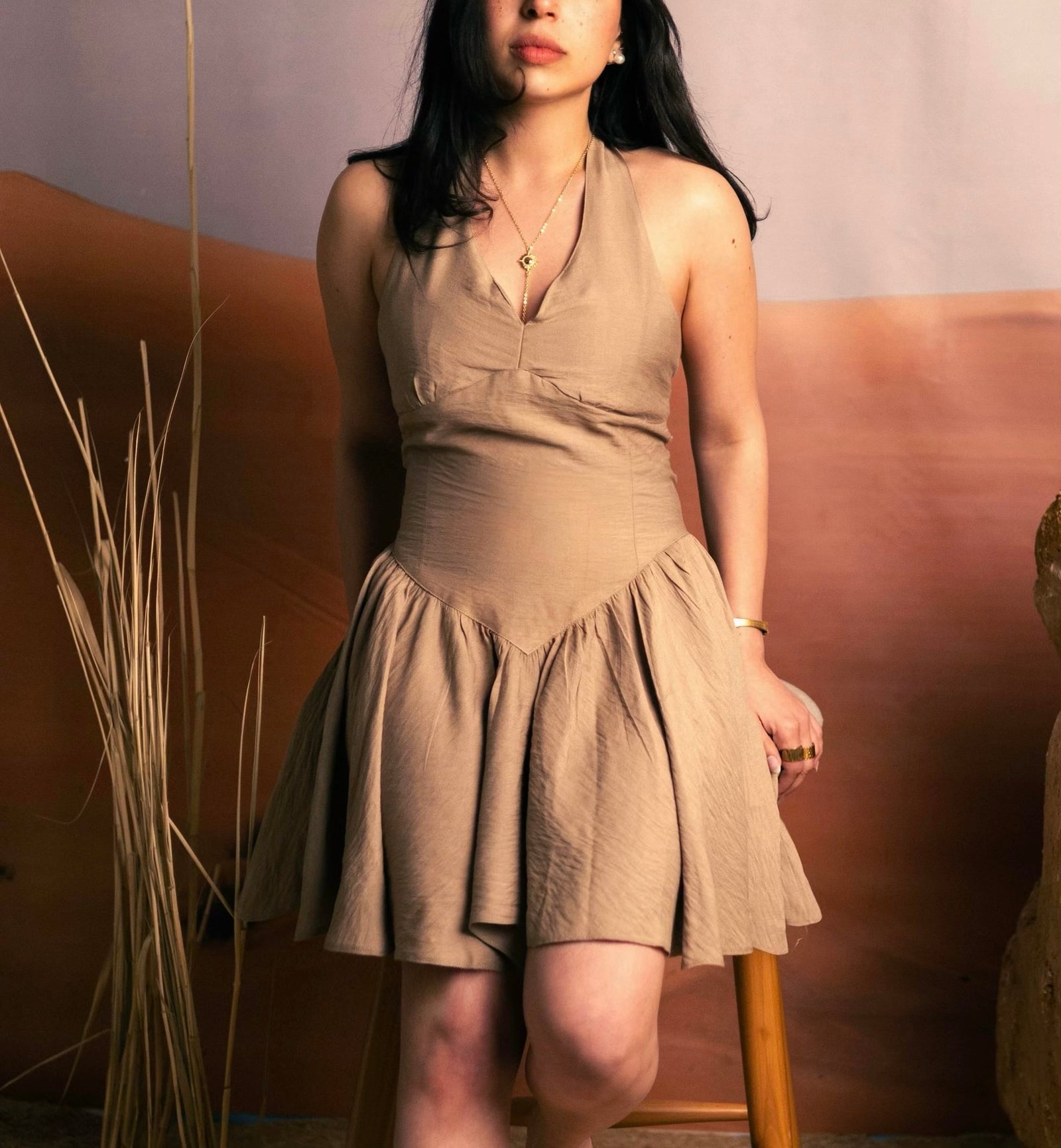 Swank Dress - Beige - image 2