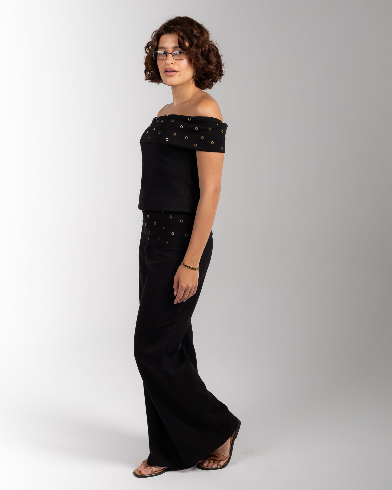 The Foldover Studded Pants - Black - image 2
