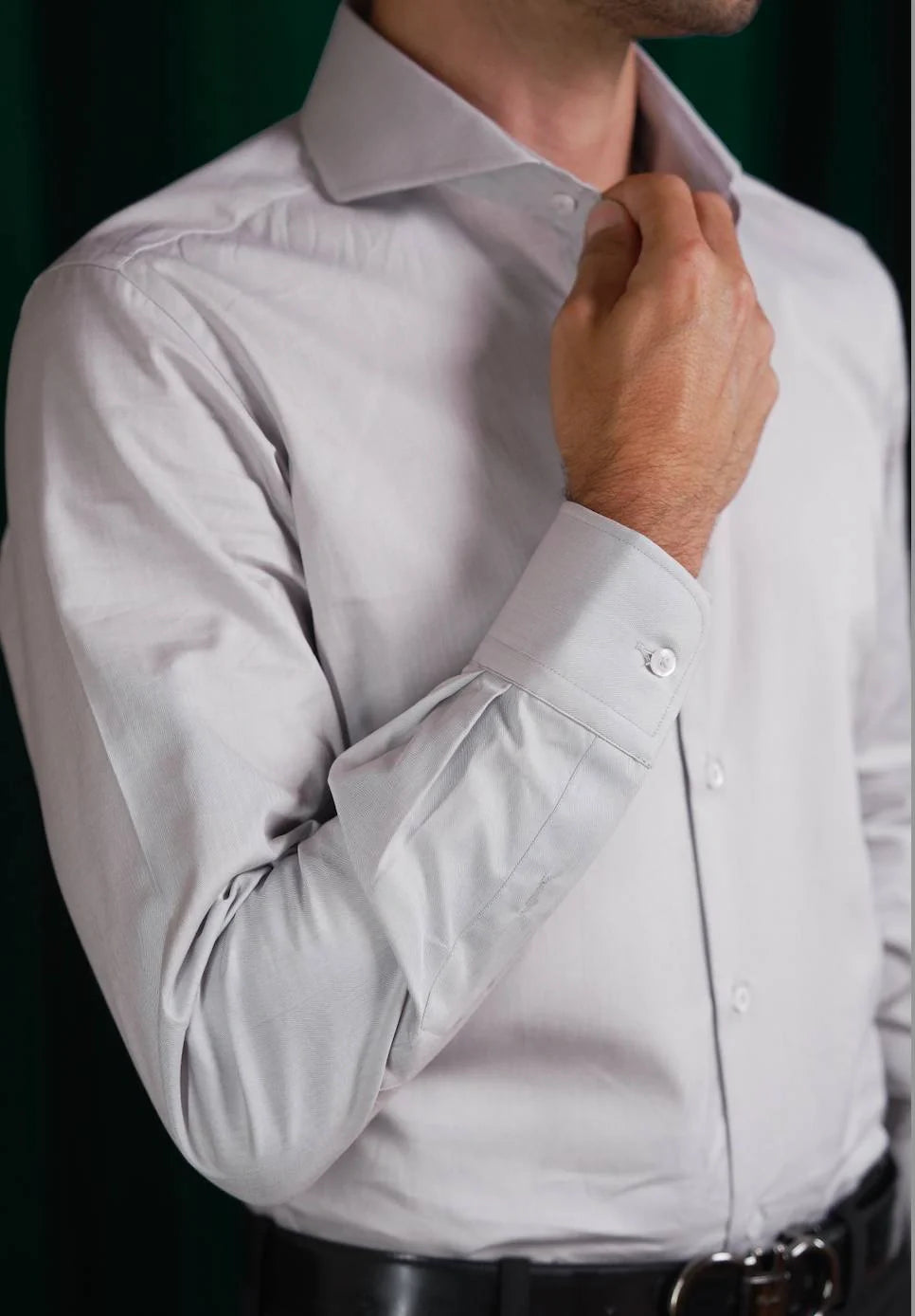 Grey Herringbone Shirt - Grey - image 1