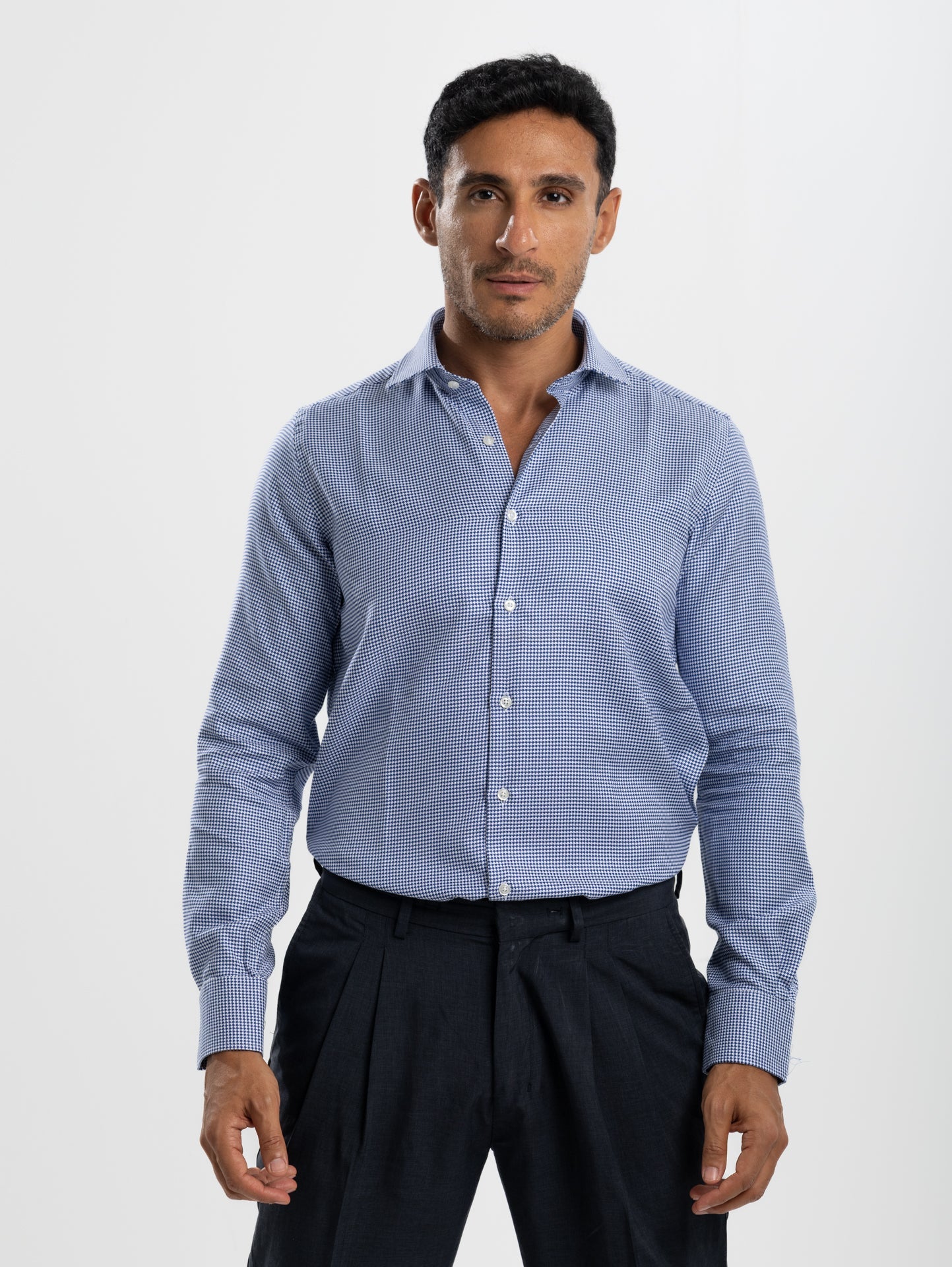 Houndstooth Shirt - Navy - image 1