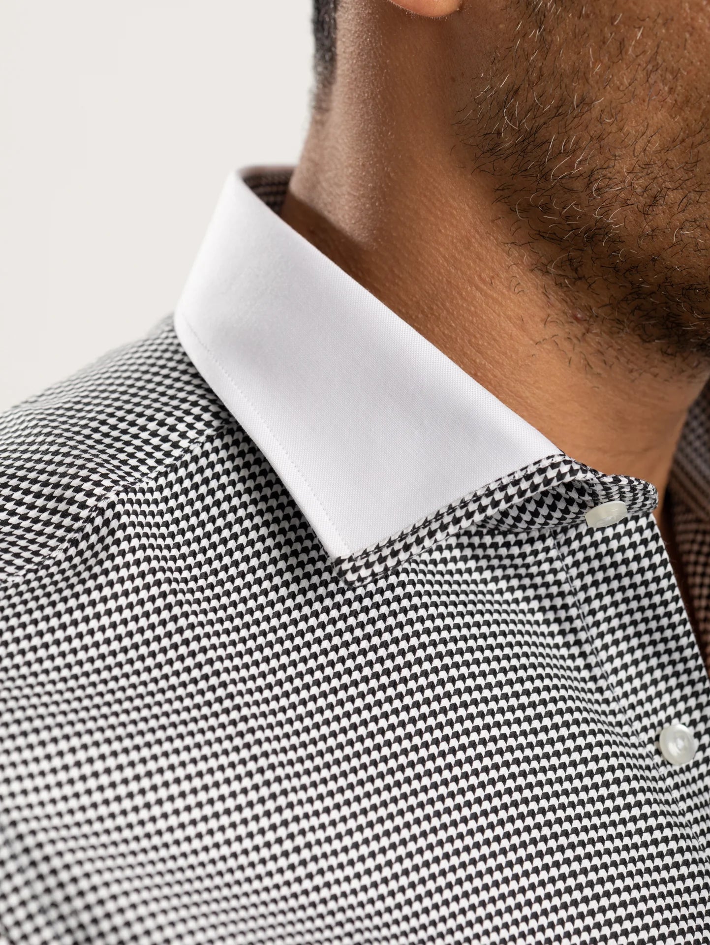 Houndstooth White Collar Shirt - Black - image 2