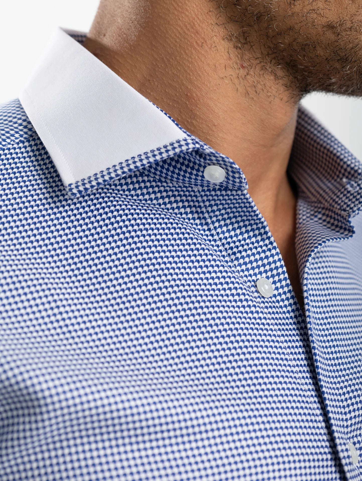Houndstooth White Collar Shirt - Navy - image 2