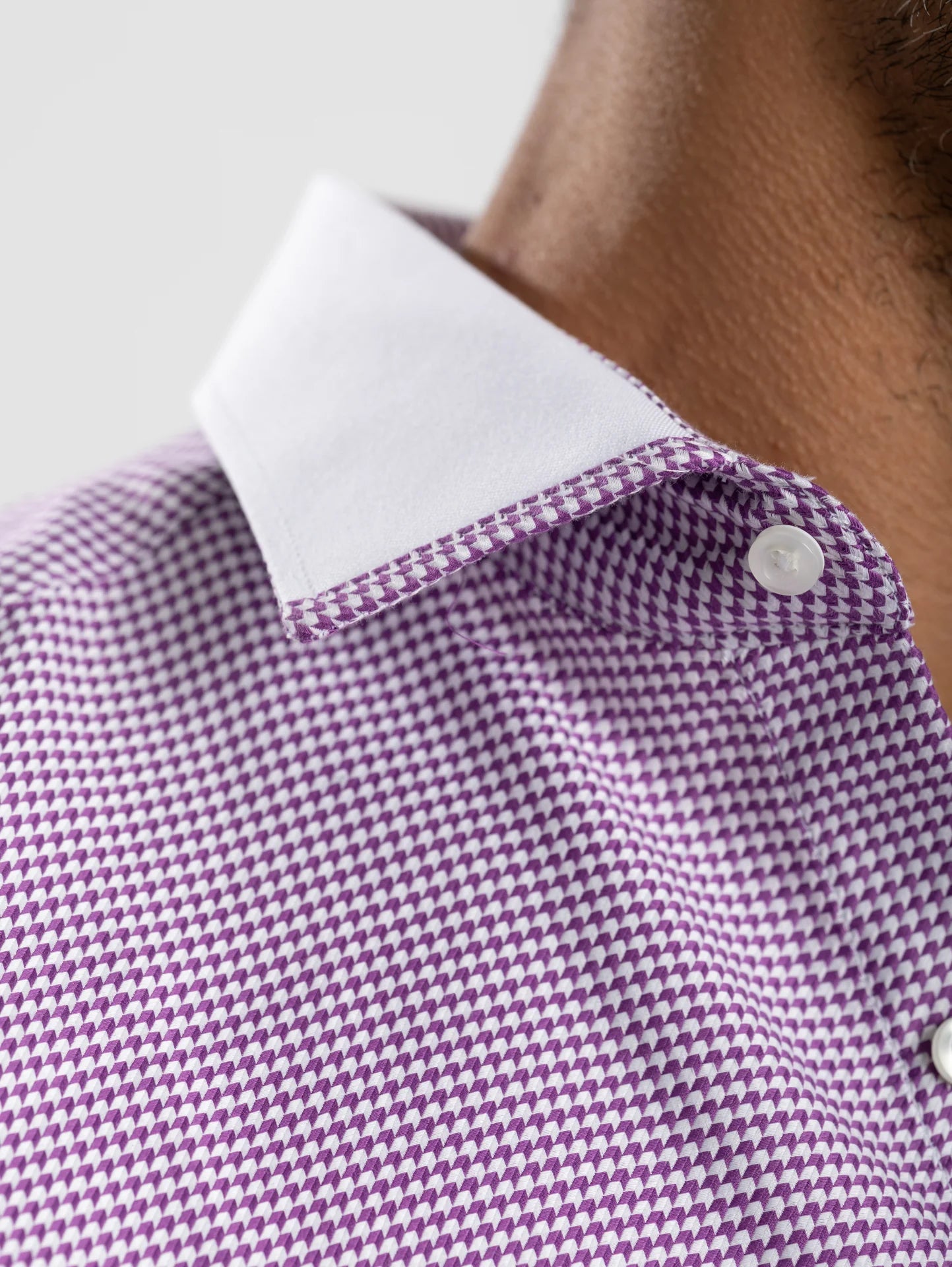 Houndstooth White Collar Shirt - Purple - image 2