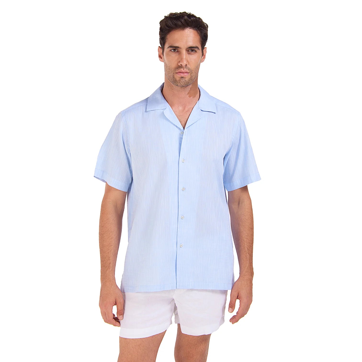 Light Blue Linen Shirt - Half Sleeve - Light Blue - image 1