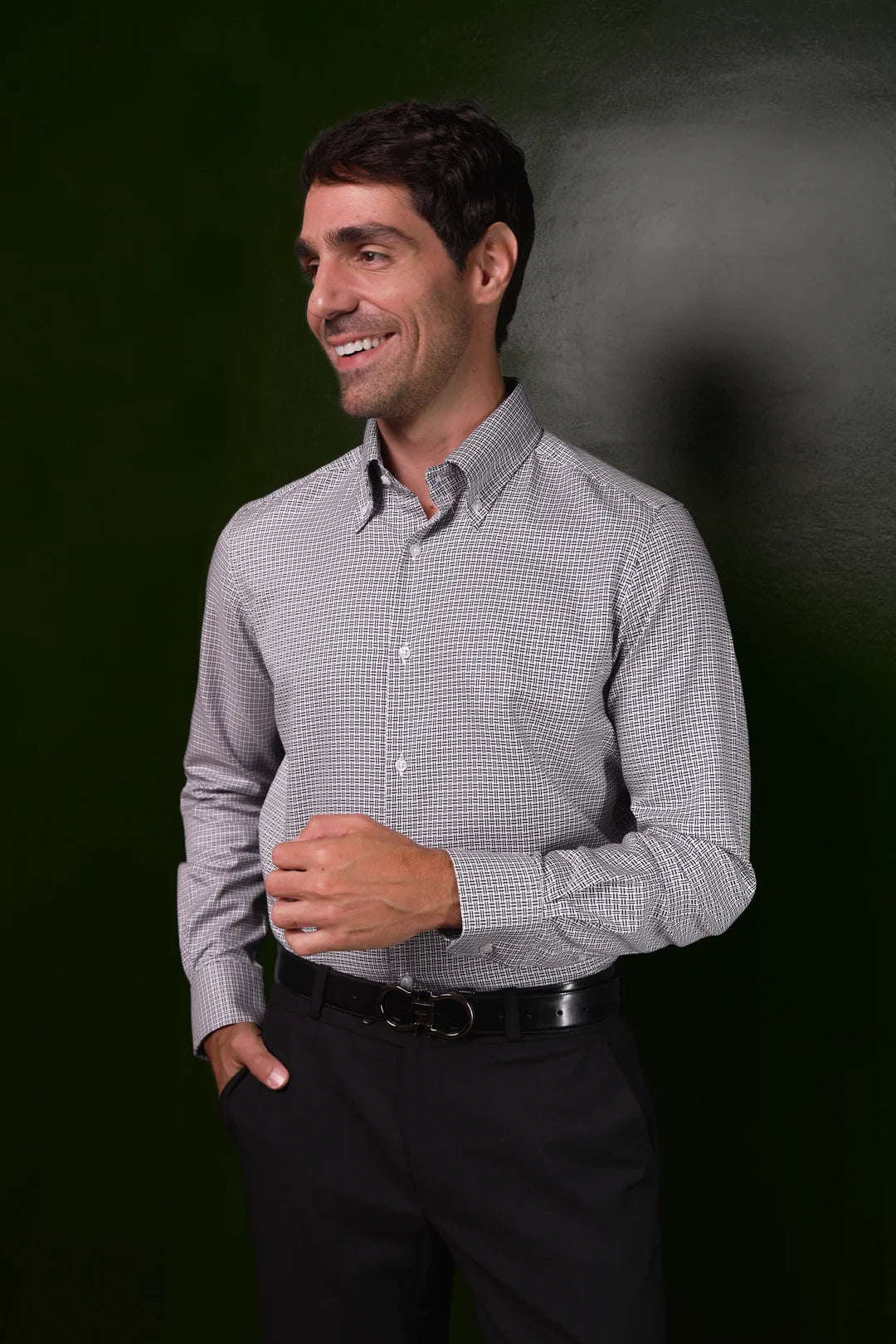Midnight Check Oxford Shirt - Midnight Check Pattern - image 2