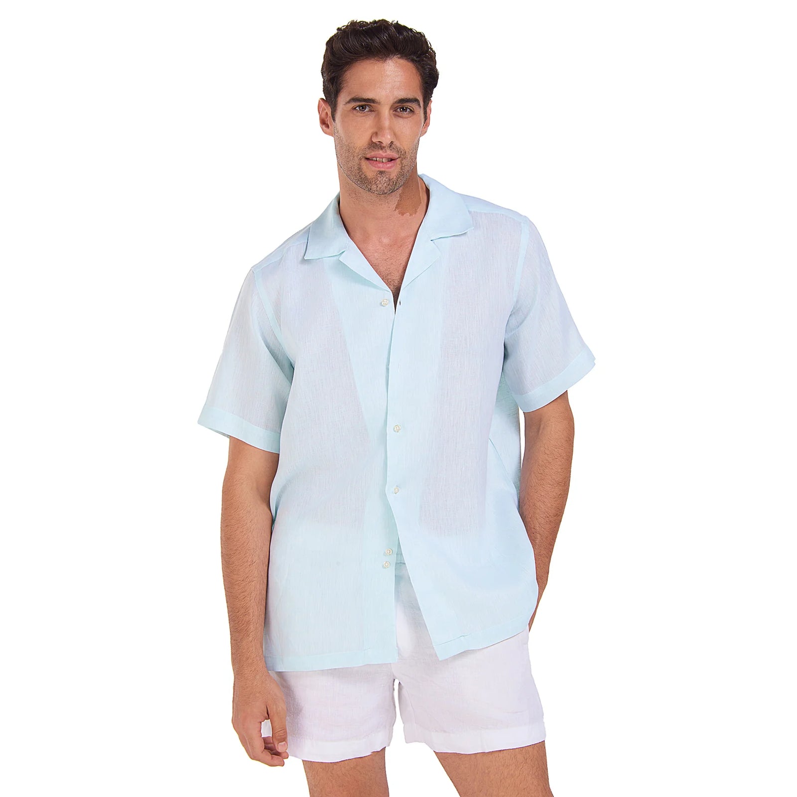 Mint Green Linen Shirt - Half Sleeve - Mint Green - image 1