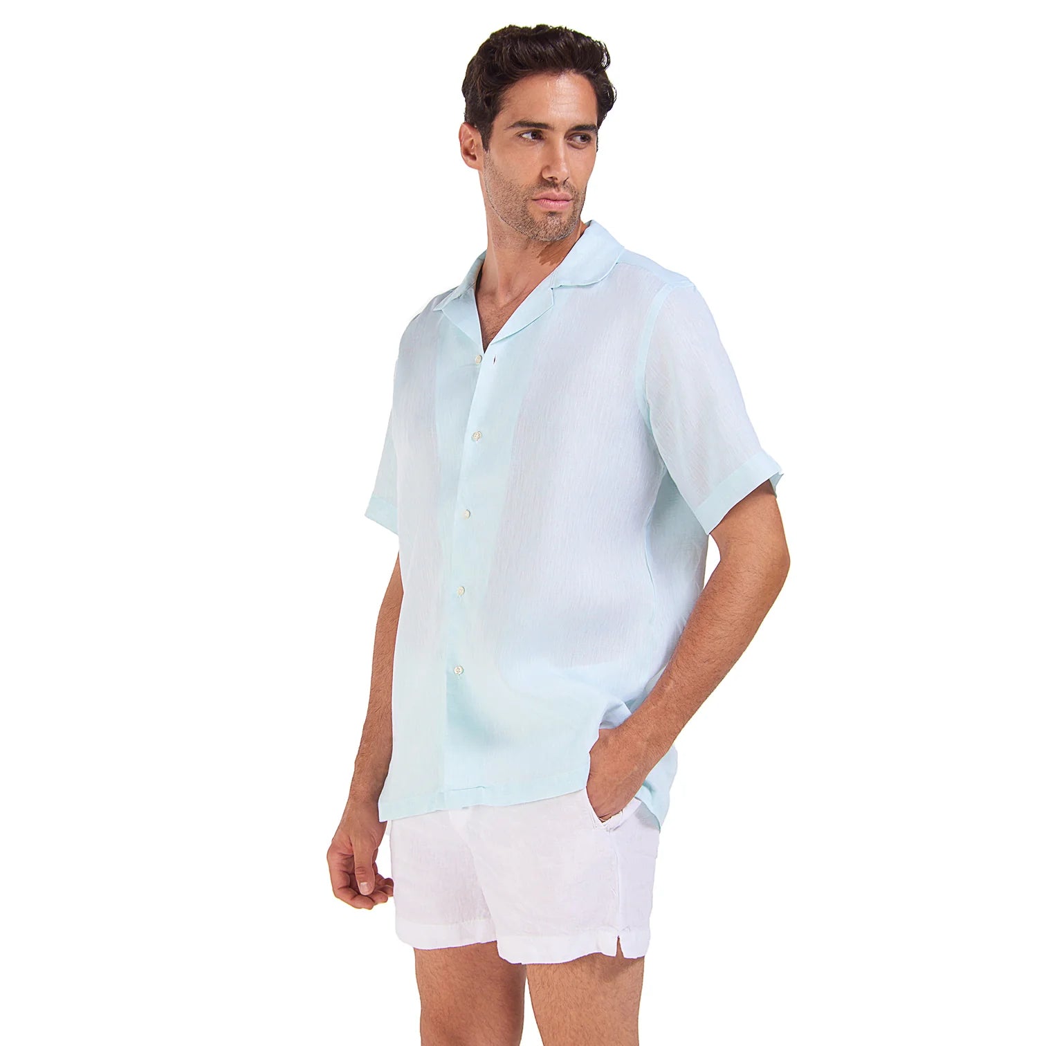 Mint Green Linen Shirt - Half Sleeve - Mint Green - image 2