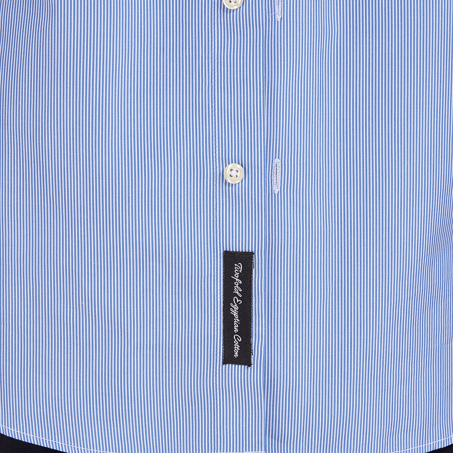 Navy Striped Poplin White Collar Shirt - Navy - image 2