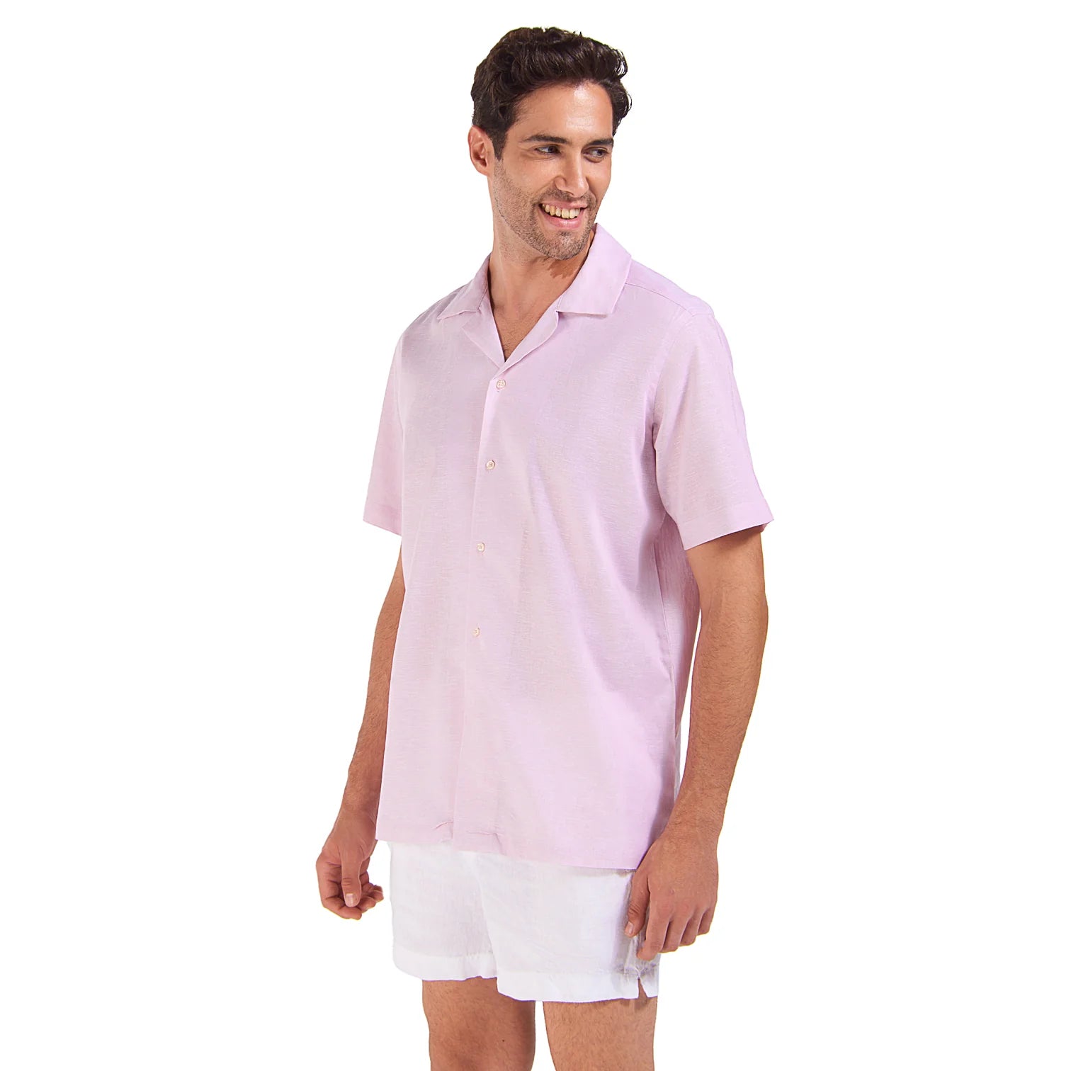 Pink Linen Half-Sleeve Shirt - Pink - image 2