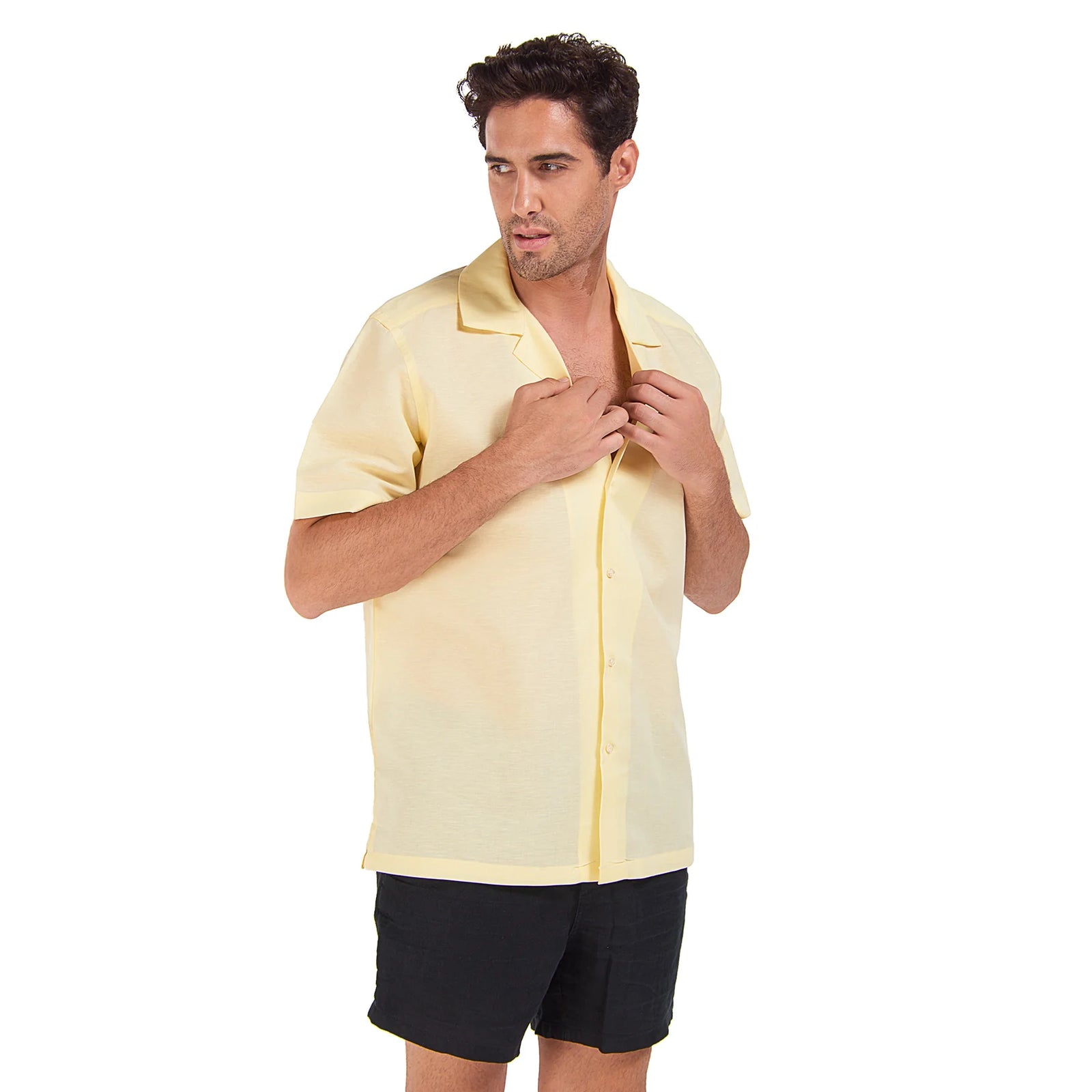 Yellow Linen Shirt - Half Sleeve - Yellow - image 1