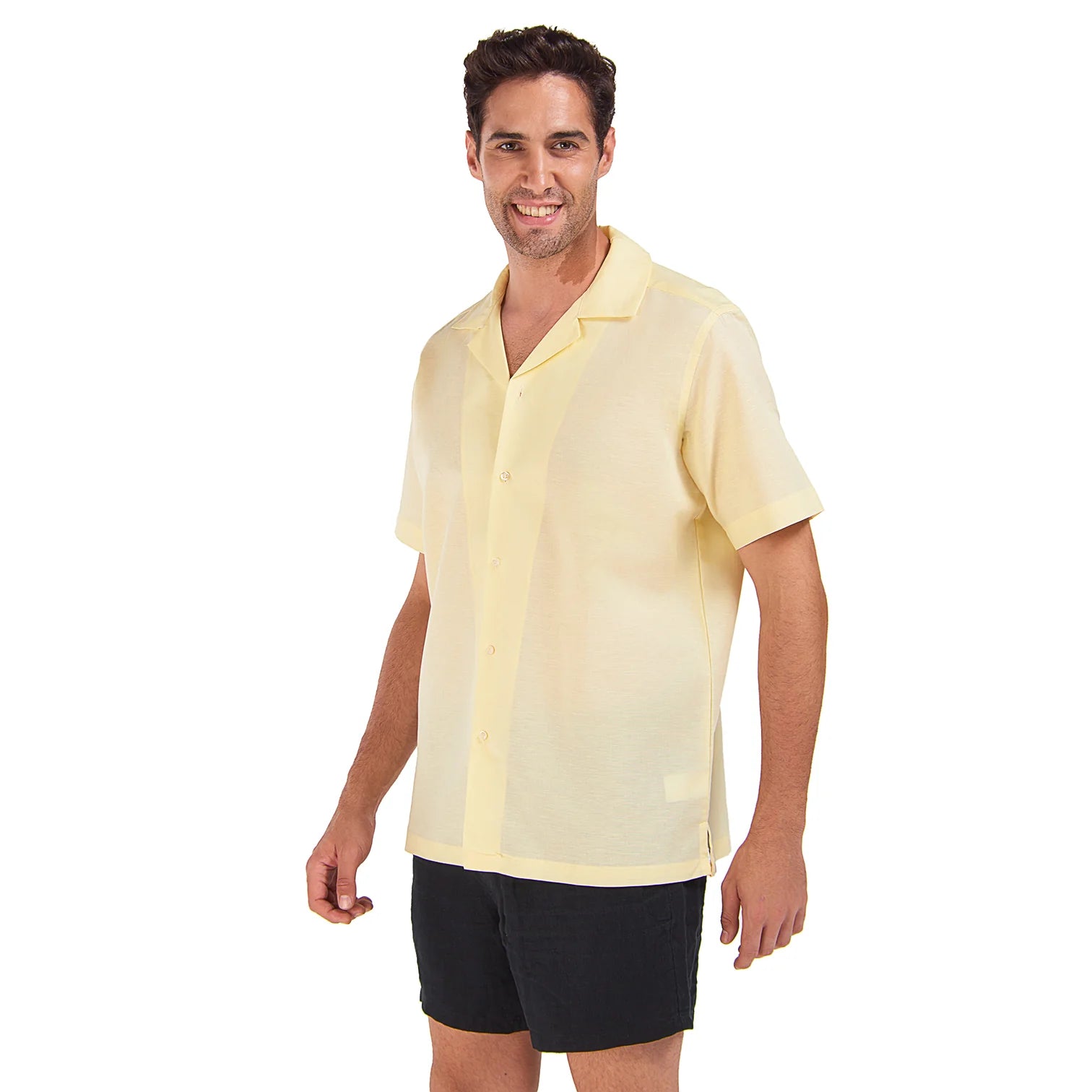 Yellow Linen Shirt - Half Sleeve - Yellow - image 2